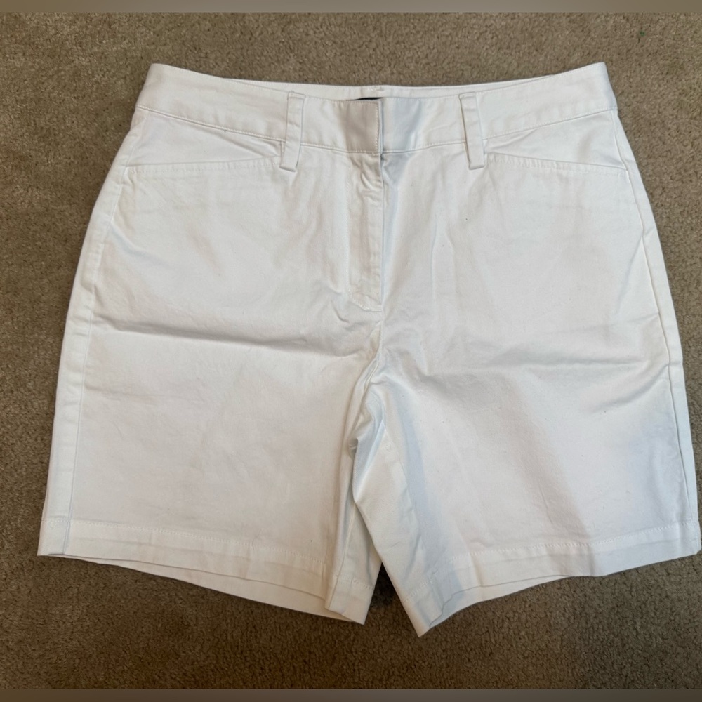 Lands' End Women's White Cotton Bermuda Shorts